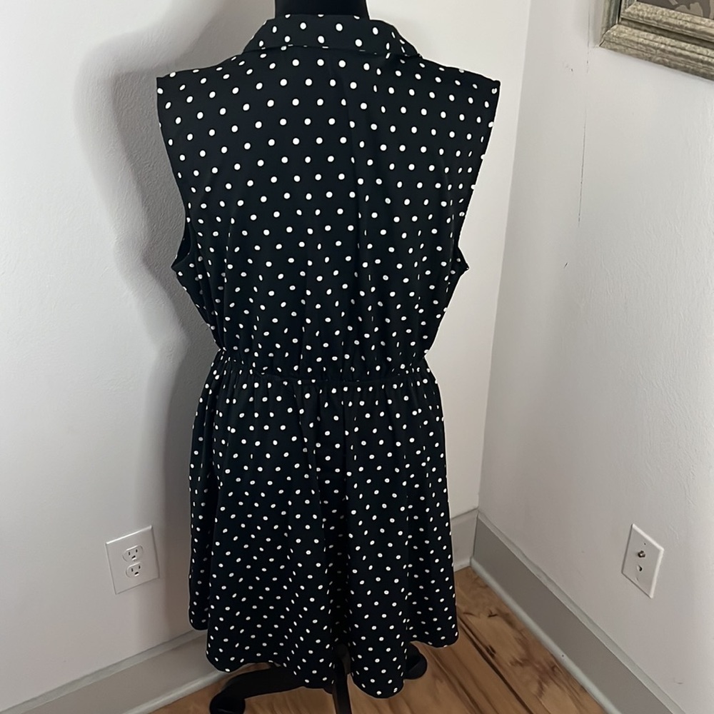 Truth polka dot sleeveless elastic waist dress black white Sz XL‎ - Picture 5 of 8